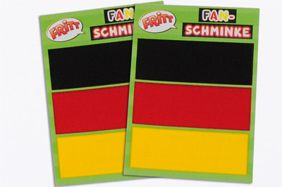 Gedruckte Schminkfarben in Deutschlandfarben als Sticker